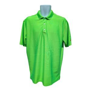 Jack Nicklaus Golden Bear Logo StayDri Polo Shirt Neon Lime Green Mens Size Med